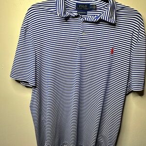 Ralph Lauren Navy and White Striped Polo Shirt